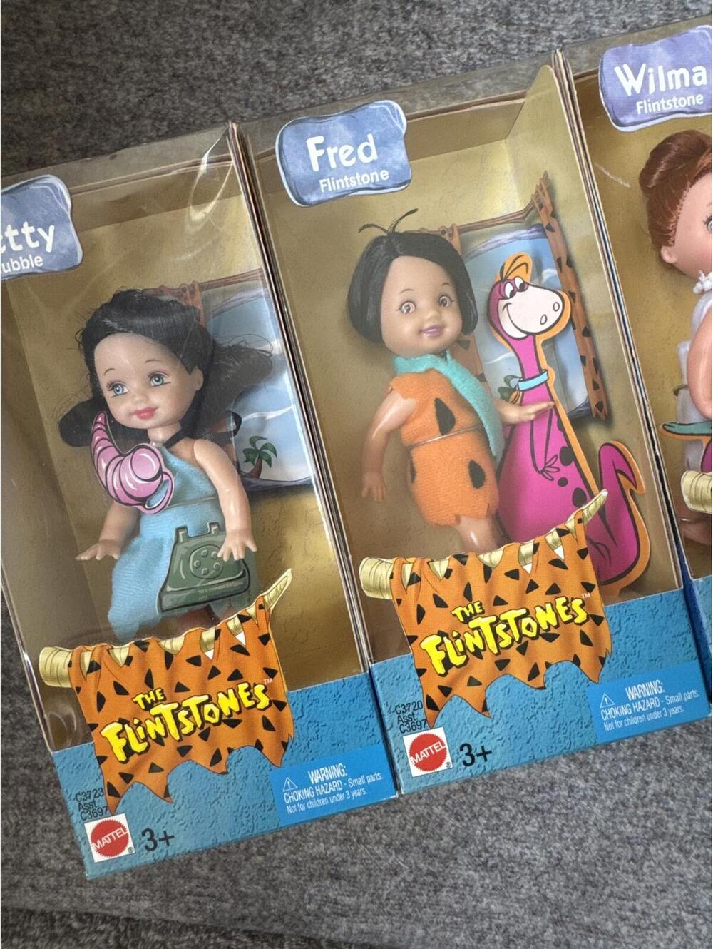 Mattel Flintstones Dolls Betty Rubble, Fred & Wilma Flintstone NEW in Box